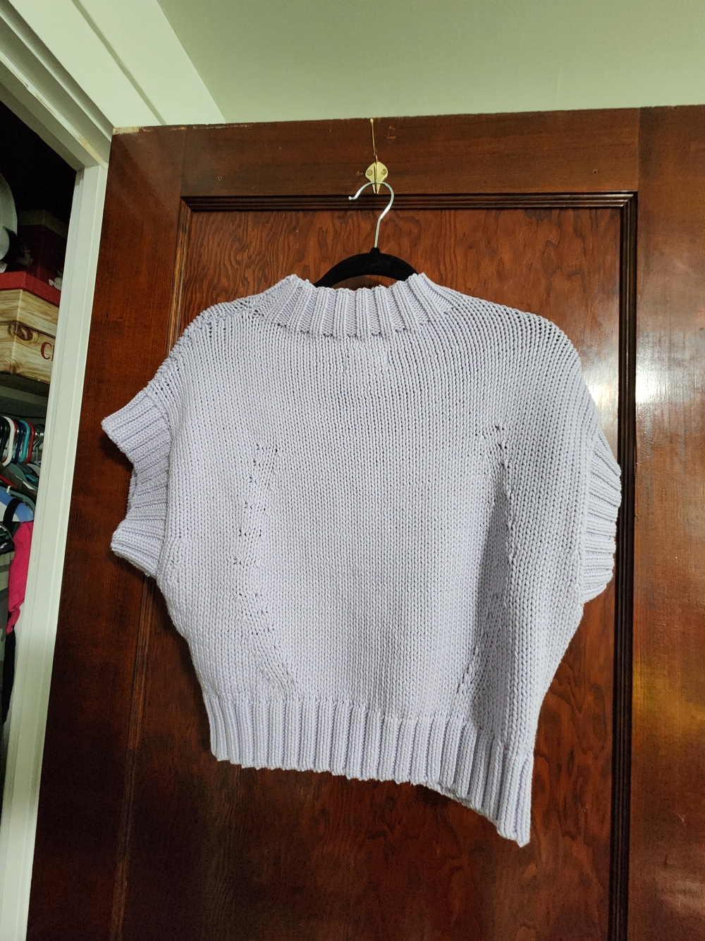 Maeve Anthropologie NWOT The Pippa Heart Sweater Vest Small Lavender Navy - Picture 2 of 3